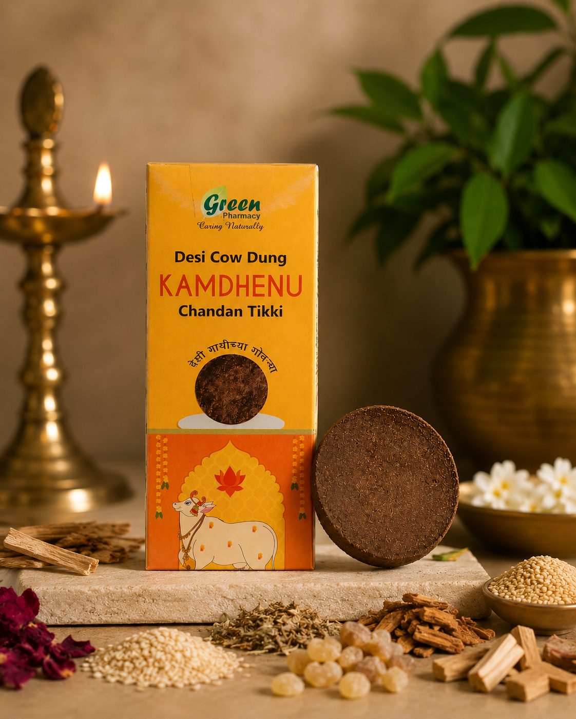 Kamadhenu Chandan Cow Dung Tikki