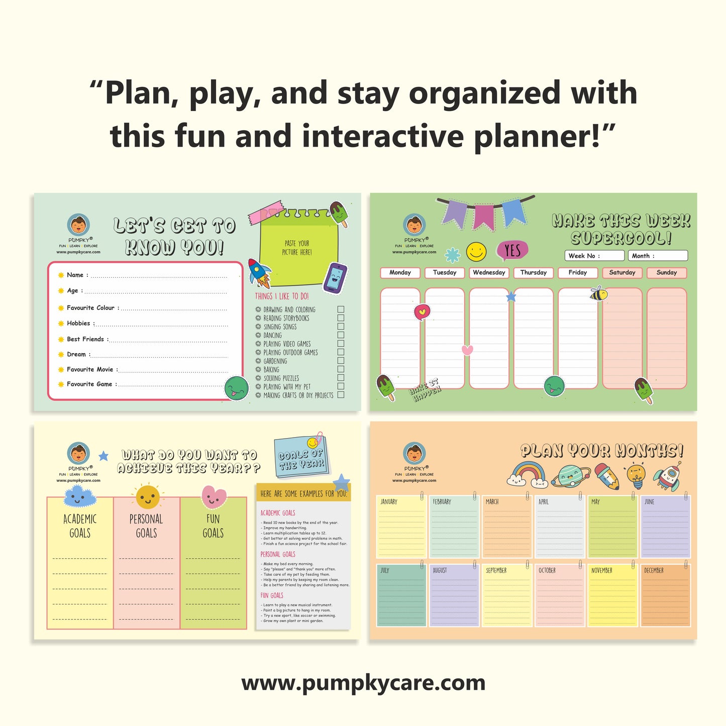 Pumpky 2025 Fun Planner for Kids