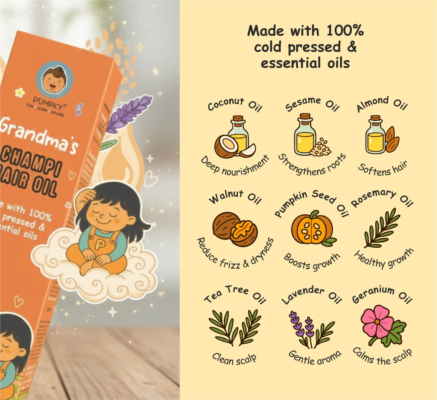 Kids-Friendly Pumpky Grandma's Champi Hair Oil