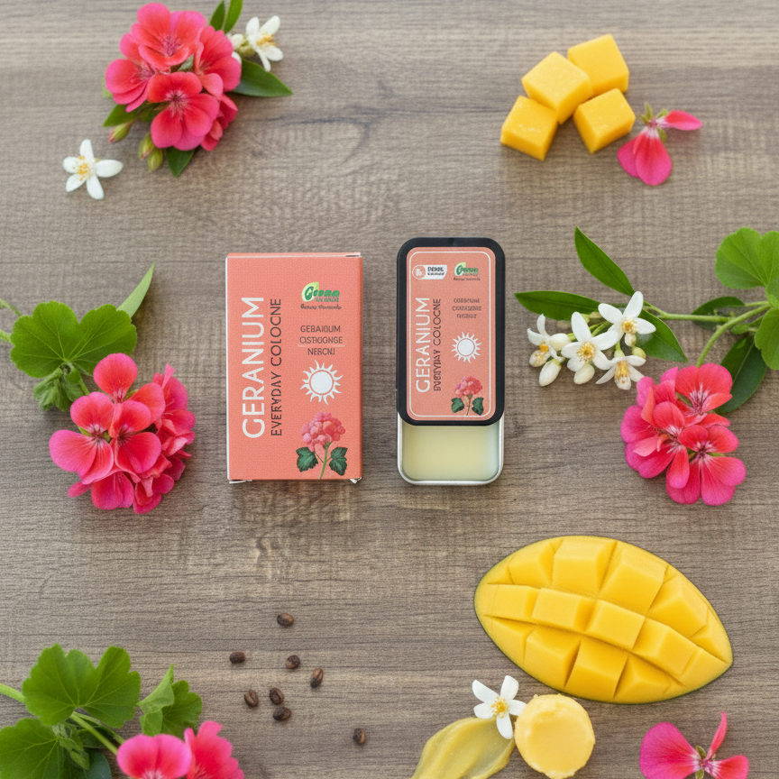Two small boxes with floral and fruit decorations on a wooden surface